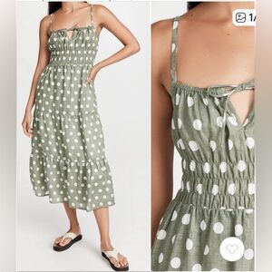Faithful the brand shaloom polka dot linen midi dress